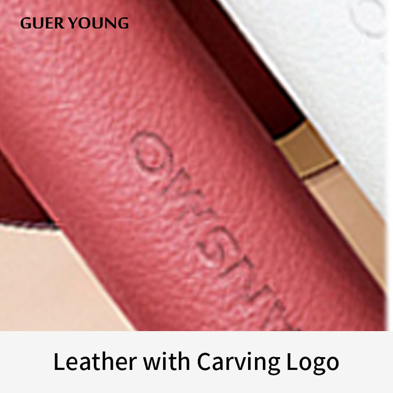 Leather texture with carving logo finish